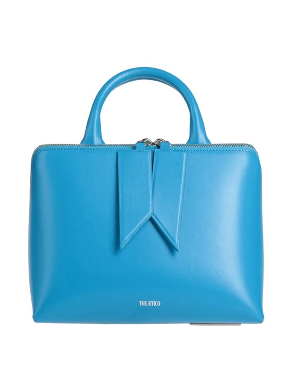 THE ATTICO Monday Structured Leather Tote Bag Blue w/ Strap NWT